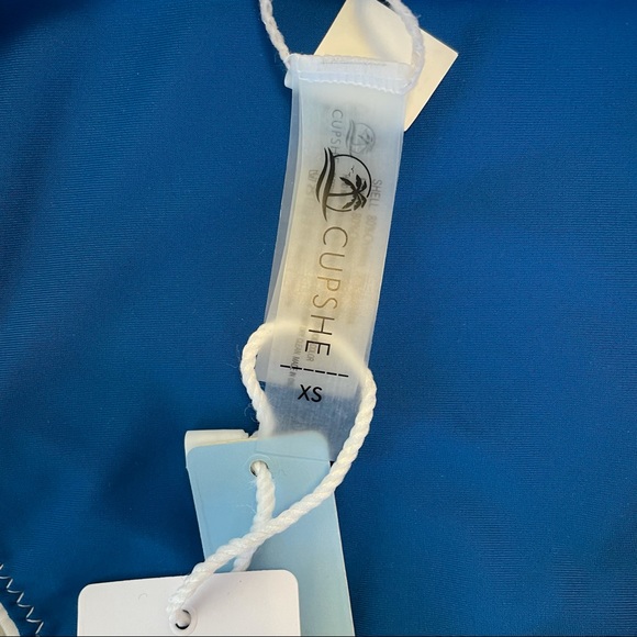 Cupshe Blue Feather Bandeau High Leg Bikini XS - Picture 8 of 13